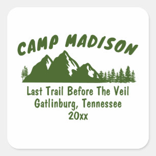 Camp Bachelorette Party Mountain Camping Bach Trip Square Sticker