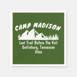 Camp Bachelorette Party Mountain Camping Ski Bach Napkin