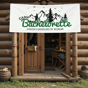 Camp Bachelorette Party Trees & Mountains  Banner