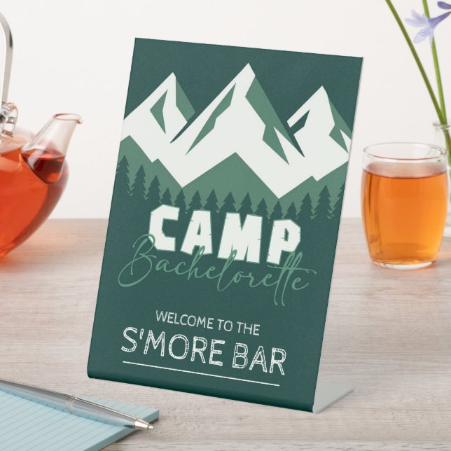 Camp Bachelorette Pedestal Sign (In SItu)