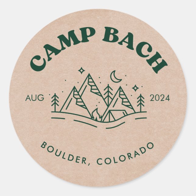 Camp Bachelorette Round Sticker (Front)