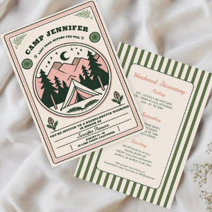 Camp Bachelorette Rustic Woodsy Mountain Invitation