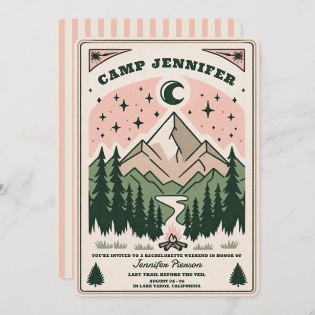 Camp Bachelorette Rustic Woodsy Mountain  Invitation (Creator Uploaded)