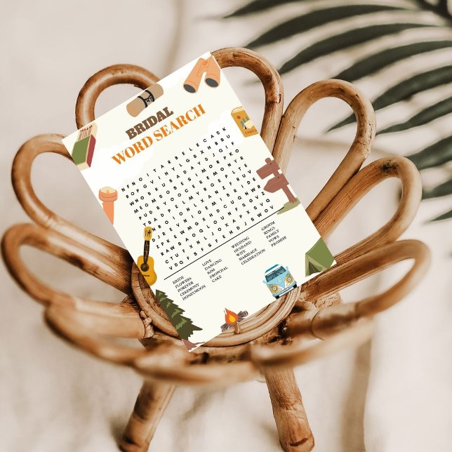 Camp Bachelorette Wedding Word Search Game Card (Creator Uploaded)