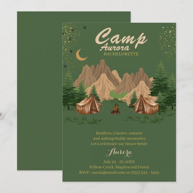 Camp Bachelorette Weekend Adventure Invitation (Front/Back)