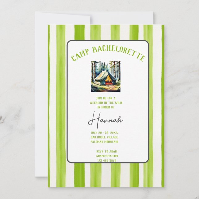 Camp Bachelorette Wild in the Woods Weekend Invitation (Front)