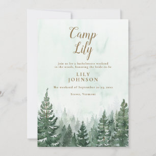 Camp Bachelorette Woodland Forest Weekend Party Invitation