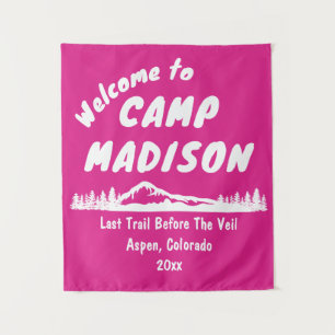 Camp Bridal Shower Bach Mountain Camping Prop Sign Tapestry