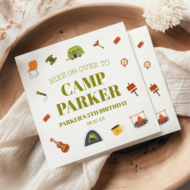 Camp Camping Camper Birthday Party Napkin (Creator Uploaded)