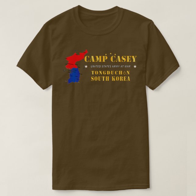 Camp Casey Tongduchon South Korea w Map X T-Shirt (Design Front)
