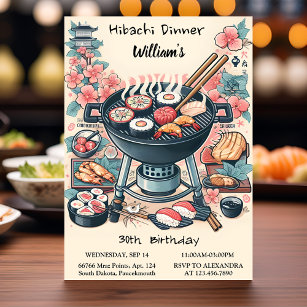 Camp Chef Bbq Japanese Sushi Hibachi 30th Birthday Invitation