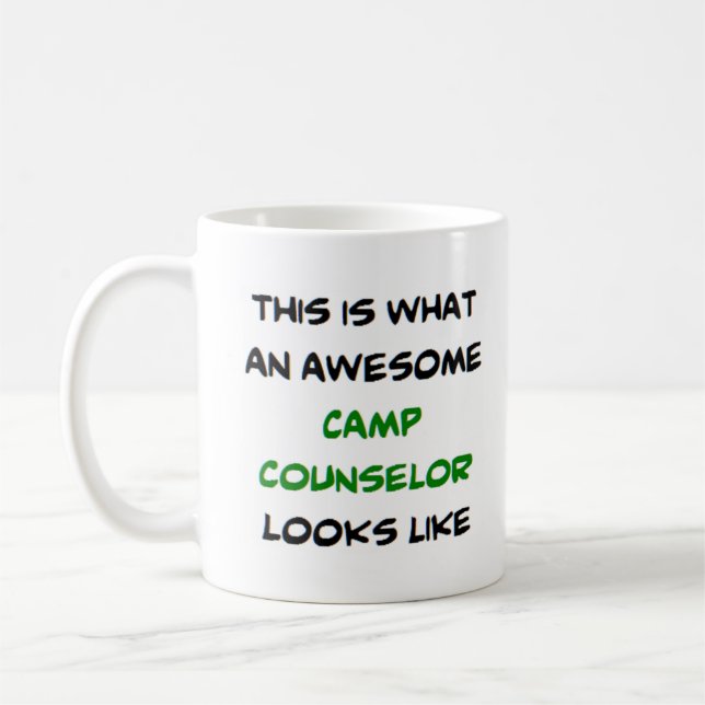 camp counsellor, awesome coffee mug (Left)