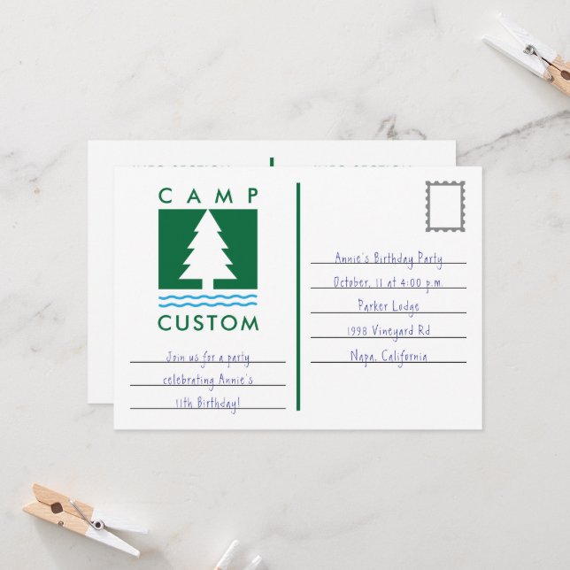 Camp Custom  Invitation (Front/Back In Situ)