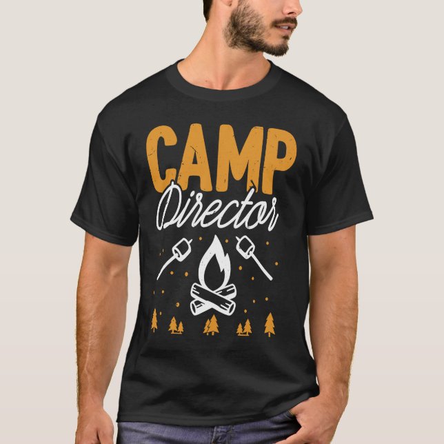 Camp Director  Funny Camping Campfire Mountain Cli T-Shirt (Front)