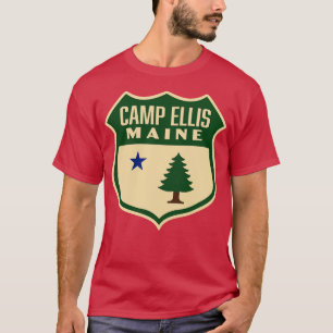 Camp Ellis Maine Retro Pine Tree Shield Green T-Shirt