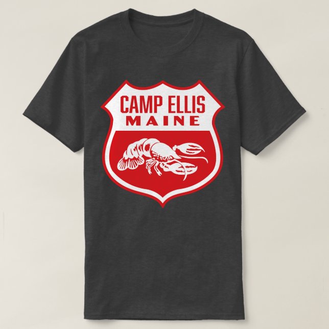 Camp Ellis Maine Retro  Shield White T-Shirt (Design Front)