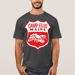 Camp Ellis Maine Retro  Shield White T-Shirt