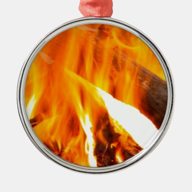 Camp Fire Hot With Wood Christmas Ornament (Front)