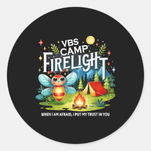 Camp Firelight Vbs Camp Vacation Bible School Fire Classic Round Sticker