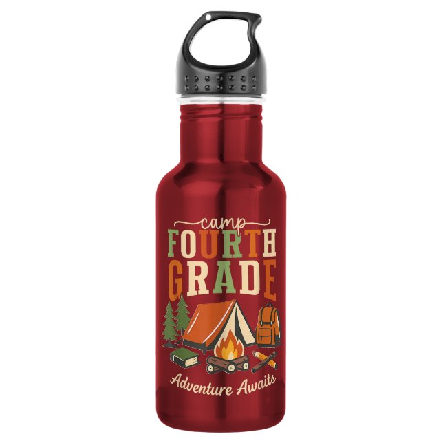 Camp Fourth Grade Adventure Awaits 4th Grade 532 Ml Water Bottle (Front)