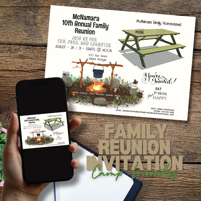 Camp Friendly Family Reunion Invitation  (Birthday Depot
Camp Friendly Family Reunion Invitation)