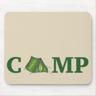 CAMP Green Camping Outdoor Tent Hiking Summer Camp Mouse Pad