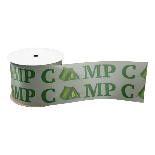 CAMP Green Tent Summer Camping Camper Ribbon Satin Ribbon (Spool)