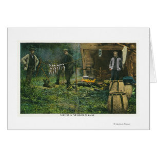 Camp Ground Scene of Men Camping in Maine