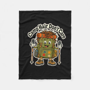 Camp hair don't care hiking funny women girls  fleece blanket