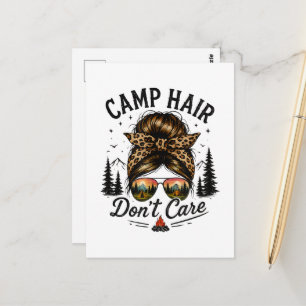 Camp Hair Don't Care Messy Bun Funny Postcard