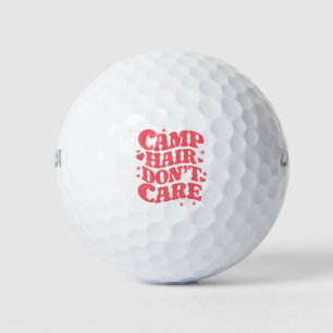 Camp Hair Don't Care Summer Camping Girls Groovy Golf Balls