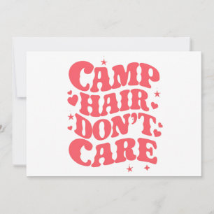 Camp Hair Don't Care Summer Camping Girls Groovy Invitation