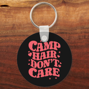 Camp Hair Don't Care Summer Camping Girls Groovy Key Ring