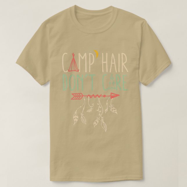 Camp Hair Dont Care T  Camping Camper Women Girls  T-Shirt (Design Front)
