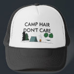 Camp Hair Don't Care Trucker Hat<br><div class="desc">Add your custom wording to this design by using the "Edit this design template" boxes on the right hand side of the item, or click the blue "Customise it" button to arrange the text, change the fonts and colours and to also add additional information or images to this design. ****For...</div>