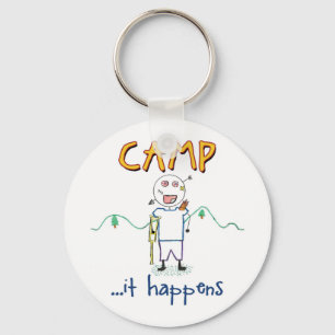 Camp Happens - Funny Kids Summer Camp Drawing Key Ring