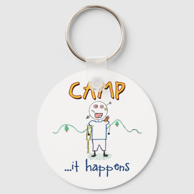 Camp Happens - Funny Kids Summer Camp Drawing Key Ring (Front)