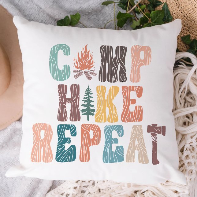 Camp Hike Repeat Camping Inspiration Cushion (Creator Uploaded)