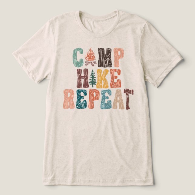 Camp Hike Repeat Tri-Blend Shirt (Design Front)