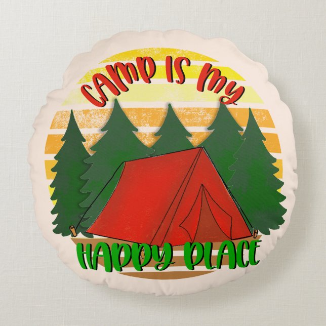 Camp is My Happy Place Round Cushion (Front)