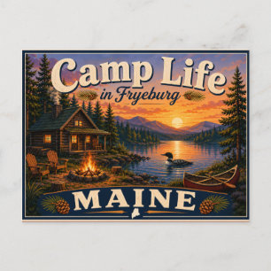 Camp Life in Fryeburg Maine Nostalgic Postcard