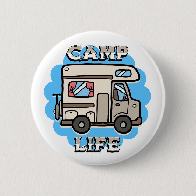 Camp Life | Retro Camper 6 Cm Round Badge (Front)