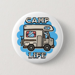 Camp Life   Retro Camper 6 Cm Round Badge