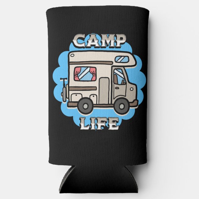 Camp Life | Retro Camper Personalised Seltzer Can Cooler (Front)