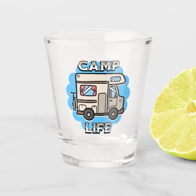 Camp Life | Retro Camper  Shot Glass (Front)