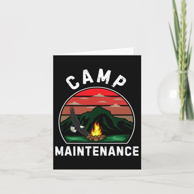 Camp Maintenance Retro Summer Camper Staff Camping Card (Front)