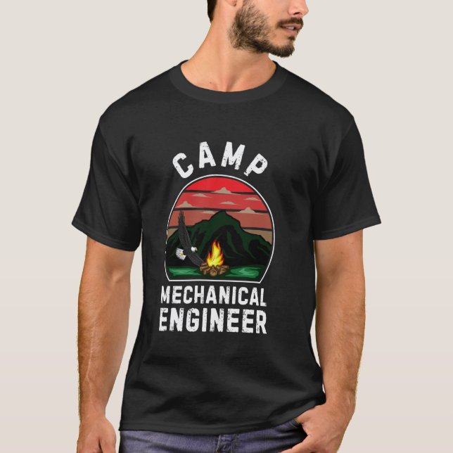 Camp Mechanical Engineer Retro Summer Camper Staff T-Shirt (Front)