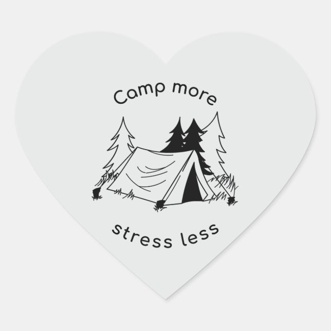 Camp more stress less  heart sticker (Front)