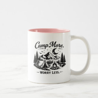 Camp More Worry Less Camping Coffee Mug | Mountain