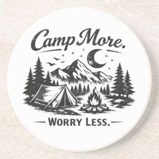 Camp More Worry Less Camping Design | Outdoor Adve Coaster